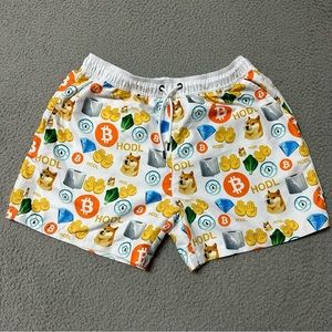 Barstool Sports Bitcoin Swim Trunk Shorts Mens Large Lined Polyester